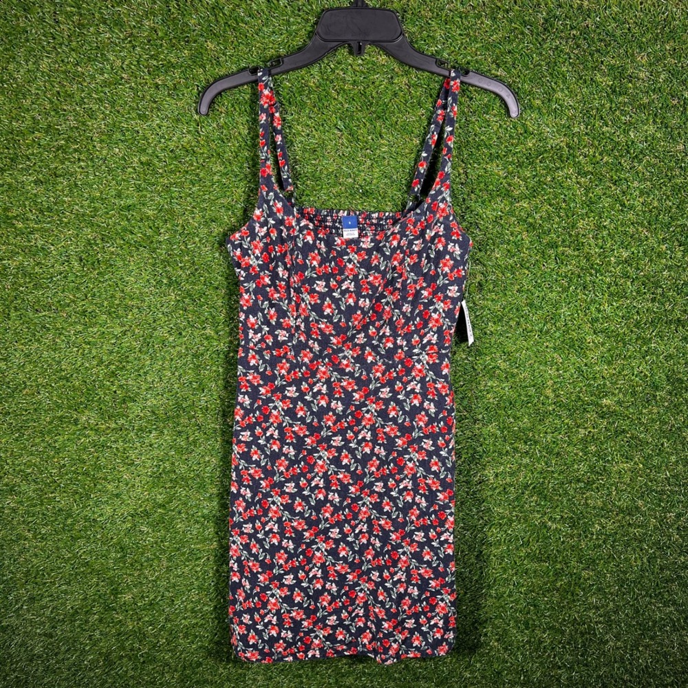Old Navy Floral Mini Dress Navy Blue Red‎ White Smocked Back Small 863521-10-1